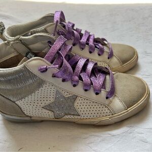 Vintage Havana Cream Sneakers with Purple Laces